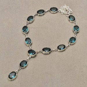 Pendentif Breloque en Indicolite, Argent Sterling 925, Or, Vintage, Fait Main, Bijou Naturel, Cadeau pour Elle, Mariage, Inde - Product Image 1
