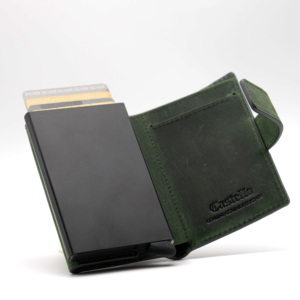 [Bargain Item] Top Quality Castello Crazy Horse Leather <b>RFID</b> Aluminum Card Case Smart <b>Wallet</b> Men's Slim 9 Colors - Product Image 3