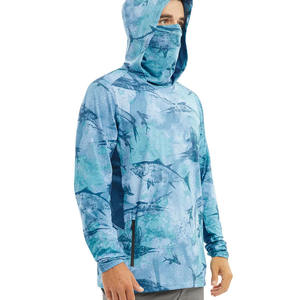 Sweat à capuche unisexe pour la pêche, pull-over uni UPF 35 anti-UV, manches longues, vêtements d'extérieur avec logo personnalisé et tissu 160g - Product Image 5