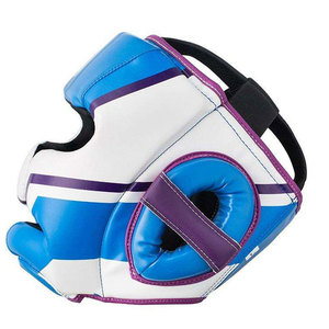 Protège-tête de boxe en cuir PU bleu, blanc et violet pour adultes, unisexe, usage universel - Product Image 2