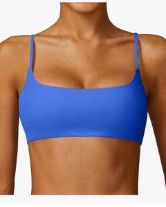 Women's Seamless Square Neck Sports Bra Lightweight Stretch Medium <b>Support</b> Yoga Gym <b>Crop</b> <b>Top</b> with Thin Spaghetti Straps - Product Image 4