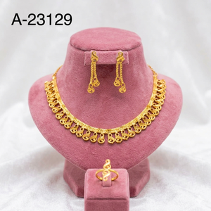 24k Gold Plated Elegant Gold Necklace Earring Ring Bracelet Set Classic for <b>Weddings</b> Parties Engagements Anniversaries Gift - Product Image 3
