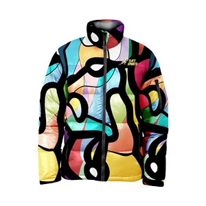 Custom Unisex <b>Plus</b> <b>Size</b> Hooded Winter Puffer <b>Jacket</b> Sublimation Printed Cotton Padded Zip-Up Wholesale - Product Image 3