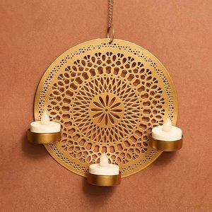 Handmade Gold Mandala <b>Wall</b> Hanging Candle Holder Set Decorative Boho Tealight <b>Sconce</b> Home Decor <b>Wall</b> Hanging Tea <b>Light</b> Holder - Product Image 4