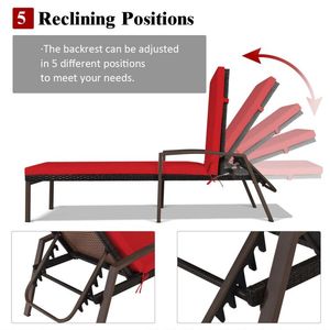 Chaise longue de patio réglable en rotin pour l'extérieur avec dossier pour se prélasser au soleil - Product Image 6
