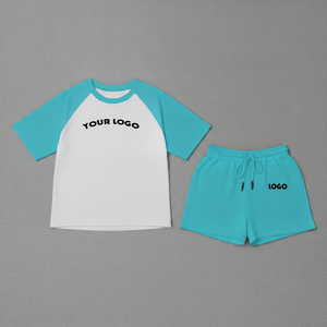 Conjuntos de Camisetas Casuales de Verano de 2 Piezas para Mujer, Corte Regular, 100% Algodón, Impresión de Logotipo Personalizable, Conjuntos Sólidos a la Moda para Mujer - Product Image 5