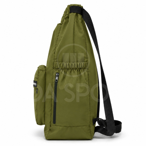 Olive Green <b>Drawstring</b> Backpack Lightweight Sports Gym Sack <b>Bag</b> with Front Pocket Side Pouches for Hiking - Product Image 3