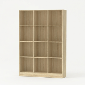 Étagère ouverte esthétique 1734 en bois moderne à 4 niveaux et 12 cubes, en panneau de particules, à triple colonne, pour salon et mobilier de maison - Product Image 3