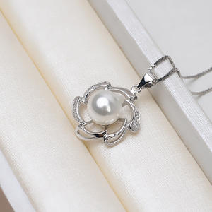 Ensemble de bijoux tendance pour femme en argent S925, pendentif en forme de fleur, avec broche d'oreille vide, perle de levage 1274 - Product Image 3