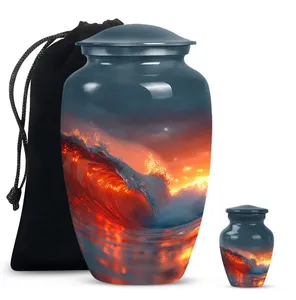 Urna Funeraria para Cenizas Humanas con Diseño de Olas del Océano, Tendencia 2026 - Urna Funeraria Atardecer - Product Image 2