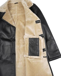 Wholesale HARAZ INTERNATIONAL Men's Genuine <b>Leather</b> Faux Fur Lining Breathable Winter Overcoat <b>Leather</b> <b>Jacket</b> <b>Long</b> | OEM/ODM - Product Image 2