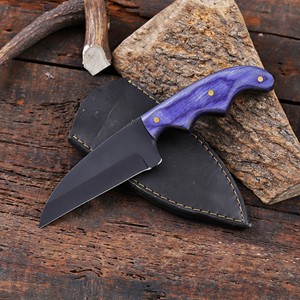 Couteau utilitaire Wharncliffe à lame fixe de 8 pouces, revêtement poudré, qualité industrielle, manche en bois Pakka, personnalisable OEM, pour la chasse, le dépecage et le camping - Product Image 1