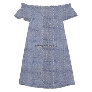 เดรสแฟชั่นผู้หญิงลายพิมพ์สีสันสดใสพร้อมส่ง ลายพิมพ์บล็อกด้วยมือ แบบเปิดไหล่ - Product Image 5