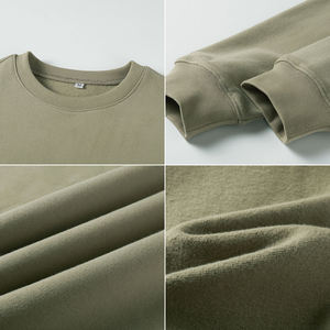 เสื้อสเวตเชิ้ตผู้หญิงสีเขียวมะกอก คอตั้ง ซับใน ป้องกันขนร่วง แขนยาว ผ้าถัก คอตตอน สวมใส่สบายๆ สำหรับฤดูใบไม้ร่วง มีโลโก้ด้านหน้า - Product Image 3