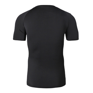 T-shirt uni noir à col rond pour homme, 100 % coton jersey, manches courtes, doux, décontracté, anti-boulochage, logo avant, vente en gros OEM - Product Image 4