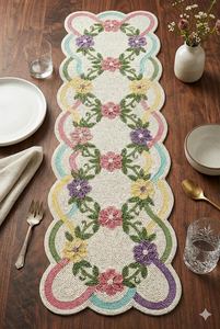 Embroidered Floral Table <b>Runner</b> Cotton Bohemian Home Decor <b>Washable</b> - Product Image 3