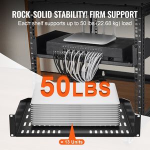 Mensola per Rack Server 2U, Profondità 16'/406mm, Capacità di Carico Massima 50 lbs, Mensola a Sbalzo Ventilata per Montaggio a Parete, Ottima per Rack Utilitari - Product Image 3