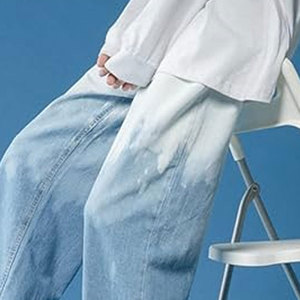 Jeans Streetwear Homme Coupe Droite Ample Jambe Large Écologique Logo Personnalisé Délavé Coupe Oversize Hiver Automne - Product Image 6