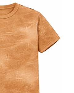 T-shirt Homme Marron Clair Teinté Effet Glacé Col Rond Manches Courtes Coton Décontracté Streetwear Lavage Vintage Personnalisé OEM Fournisseur en Gros - Product Image 5