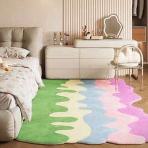 Alfombra de Felpa Abstracta Colorida, Textura Suave de Terciopelo, Mezcla de Poliéster de Alta Calidad para Sala de Estar o Dormitorio - Product Image 4