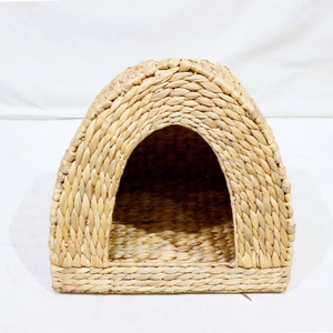 Handwoven Fiber Cat <b>Bed</b> Cave Solid Square Shape Breathable Indoor All Seasons Removable Washable Minimalist Style Pet House - Product Image 3