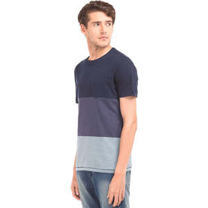 T-shirt 100% coton, design color block élégant, look moderne, t-shirt décontracté d'été, confortable et tendance pour homme - Product Image 4