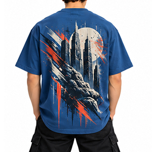 Camisetas de hombre 100% algodón con diseño gráfico, estampado personalizado, estilo oversize, cuello redondo, manga corta, ropa urbana, OEM, ODM. - Product Image 5
