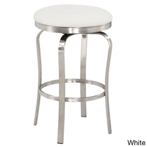 Modern Backless <b>Adjustable</b> Counter <b>Stool</b> 26-Inch <b>Height</b> Stainless Steel Frame Upholstered Faux Leather Seat Contemporary Bar - Product Image 5