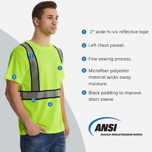Camiseta de seguridad Viz-pro amarilla, tejido de poliéster transpirable para máxima comodidad, con bolsillo/compartimento para bolígrafo en la solapa izquierda - Product Image 4