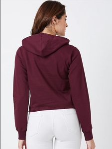 Sudadera con Capucha Color Granate para Mujer, Estampado Girl Boss, Manga Larga, Tejido de Algodón, Estilo Otoñal - Product Image 3