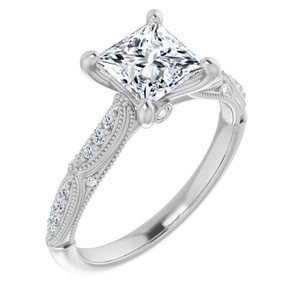 Anillo de Moissanita con Corte Princesa, Plata de Ley 925, Chapado en Oro Blanco de 18K, Anillo de Compromiso, Boda, Solitario, de Lujo, Promesa, de Tercera Mano - Product Image 3
