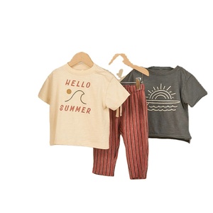 T-shirt décontracté en tricot pour garçons, imprimé, à manches courtes, col rond, 100 % coton, pour bébés et jeunes enfants, compressé, écologique, vente en gros, orienté export - Product Image 4
