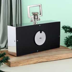 Modern 6x12 Inch Stainless Steel | Desk <b>Clock</b> with Metal Handle | Rectangular Table <b>Clock</b> | Luxury Centerpiece for Home Office - Product Image 2