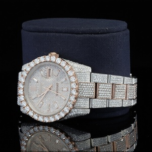 Reloj Automático Mixto con Bisel de Diamantes Grandes de 41 mm, Redondo, Totalmente en Tono Rosa, Estilo Hip Hop Personalizado, Movimiento Mecánico ETA de 6 mm - Product Image 5