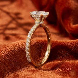 Gold Oval Cut <b>Solitaire</b> <b>Ring</b> for Women Luxury Engagement Style Sparkling Jewelry Gift Design - Product Image 3