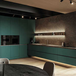 Cuisine modulaire de luxe européenne sur mesure JY Project, fabriquée au Vietnam (Binh Duong), avec comptoir en marbre, écologique, RTA, rangement inclus. - Product Image 4