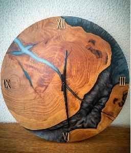 Horloge murale en résine époxy bois, à aiguille unique, motif abstrait moderne, mouvement à quartz, idéale pour mariages, prix bas, la plus vendue en gros - Product Image 3