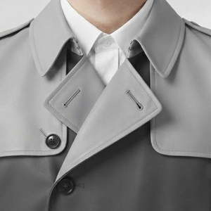 <b>Men</b> Genuine Leather Trench <b>Coat</b> <b>Mens</b> Waist Belt Leather <b>Long</b> <b>Coat</b> <b>Men</b> Turn-Down-Collar Leather Trench <b>Coat</b> - Product Image 4