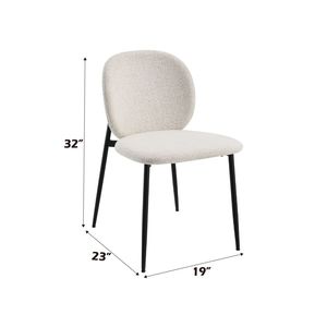Klaus Set of <b>2</b> <b>White</b> Boucle and <b>Black</b> Finish Side Dining Chairs - Product Image 2