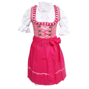 Vestido Tradicional Bávaro Dirndl Rosa Vintage Mini de Algodón Transpirable con Diseño Personalizado para Oktoberfest, con Sujetador Incorporado - Product Image 4