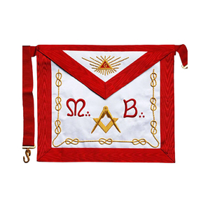 Delantal de Maestro Masón de Rito Escocés de Lujo, Regalia Masónica Personalizada con Borde Rojo, Bordado Dorado y Vestimenta Tradicional - Product Image 1