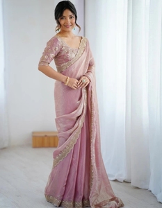 Sari indien brodé en viscose pour mariage et fête - Sans plis, séchage rapide - Product Image 5