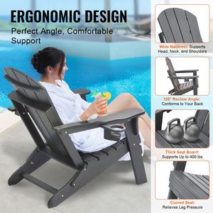 Set di 2 Sedie Adirondack Pieghevoli Portatili per Ogni Condizione Meteo, Sedie da Esterno per Patio e Spiaggia con Portabicchieri, Adatte per Braciere - Product Image 5