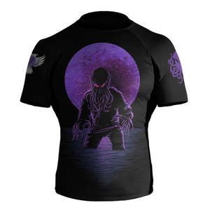 Camiseta de Manga Corta para Hombre, Cuello Redondo, Ajustada, de Secado Rápido, con Estampado de Pulpo Gótico Negro, Impresión por Sublimación - Product Image 1