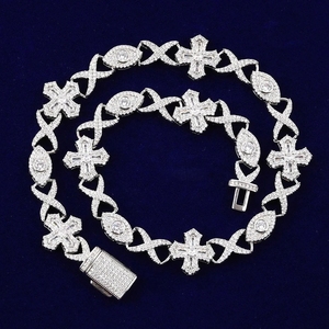 สร้อยคิวบาลิงค์แบบกำหนดเองประดับเพชรโมอิสซาไนต์ VVS เงินแท้ 925 999 สร้อยคอคิวบาลิงค์แบบไมอามีสำหรับผู้ชาย เครื่องประดับฮิปฮอป - Product Image 1