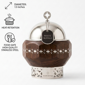 Modern Insulated Stainless Steel Casserole Hotpot Dome <b>Lid</b> Enamel Coated Inlay Patterns Wholesale Ramadan Eid Catering Serveware - Product Image 5