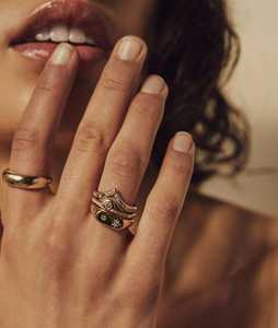 Anillo de sello con diamantes en forma de estrella, oro macizo de 10k, 14k, 18k, delicado, redondo, con diamantes cultivados en laboratorio, minimalista, moderno, de lujo, fabricante de anillos. - Product Image 2