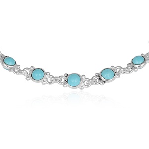 Bracelet ajustable en argent sterling avec turquoise naturelle, fermoir à bascule, serti clos, pierre précieuse ronde, fabricant de bijoux fins - Product Image 5