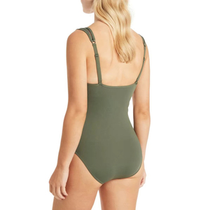 Mono enterizo sin mangas de alta calidad para mujer, sin tirantes, de una pieza, tipo body, de cintura alta, estilo vestido de baño, de tejido elástico acanalado estampado. - Product Image 2