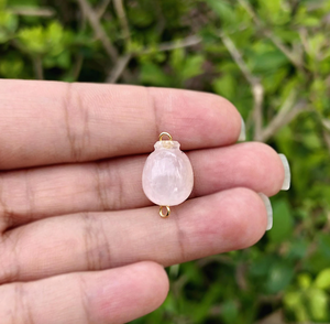 Conector de Cuarzo Rosa Natural con Acento de Circonita Cúbica, Bañado en Oro de 18k, de Latón, con Doble Engaste, Componente Mini para Colgante de Joyería con Gema - Product Image 4